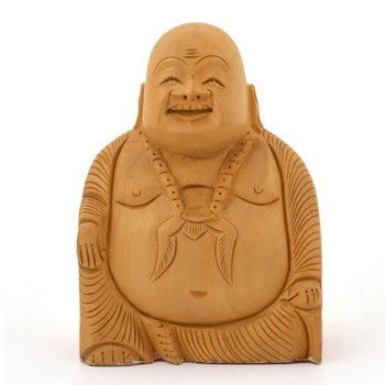 Wooden Laughing Buddha